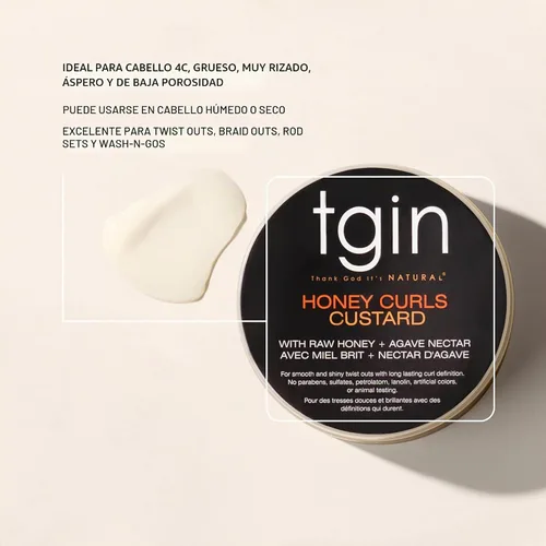 Vista 3 de Thank God It's Natural Honey Curls Custard - 12 oz - Para cabello natural, seco, rizado y dañado