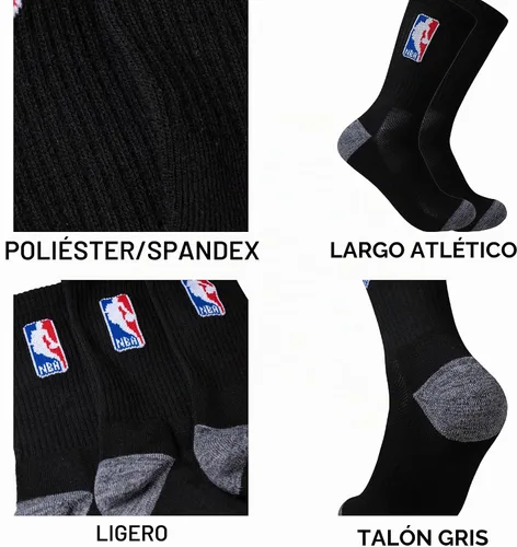 Vista 5 de Ultra Game Men’s NBA Official Athletic Cushioned Secure Fit Crew Socks - 6 Pack