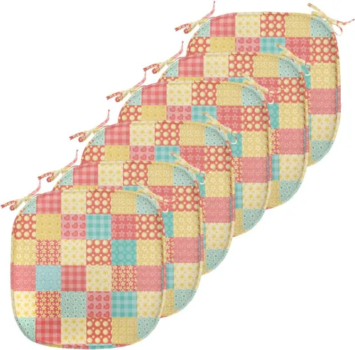 Vista 202 de Ambesonne Flamingo - Cojín de asiento para silla, diseño de fantasía exótica con elementos de vida silvestre hawaiana en colores pastel, acolchado