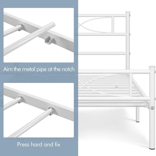 Vista 16 de Yaheetech Base de cama de metal individual, base de cama con plataforma, base de colchón con cabecera y estribo de diseño curvo, soporte resistente