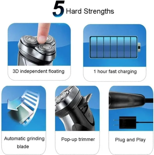 Vista 4 de Maquinilla de afeitar eléctrica para hombres, afeitadoras eléctricas para hombres impermeables en húmedo y seco, maquinillas de afeitar eléctricas