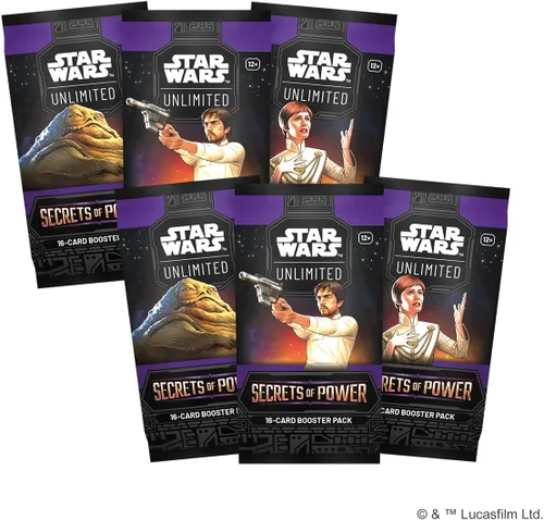 Vista 5 de Asmodee Star Wars: Caja ilimitada de TCG Secrets of Power PRERELEASE - 6 paquetes de refuerzo, tarjetas promocionales exclusivas de la canciller