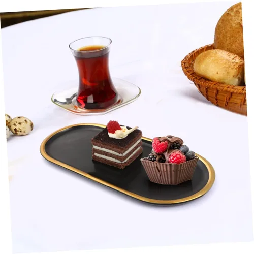 Vista 3 de 2 Pcs Ceramic Jewelry Tray Sushi Plate Ceramic Jewelry Dish Appetizer Plates Ring Holder Dish Fruit Plate Dish Black Plates Key Tray Adorable