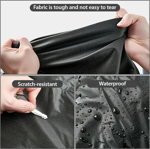 Vista 4 de Funda impermeable para automóvil para todo tipo de clima, 6 capas exteriores completas con cremallera de algodón, bolsillo de espejo. Funda