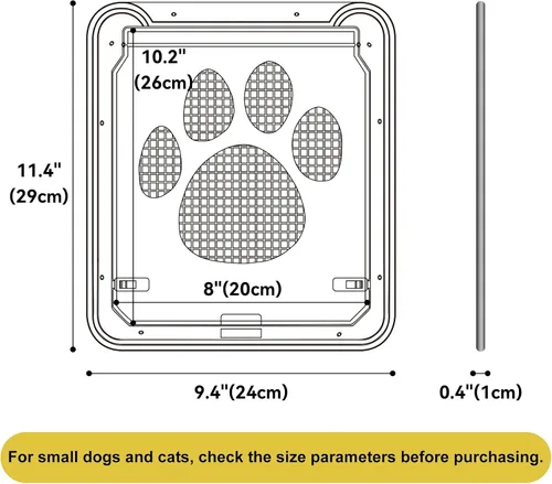 Vista 3 de Puerta mosquitera para perro, puerta de gato de 8 x 10.2 pulgadas para ventana, cierre magnético, puerta pequeña con cerradura de doble cara