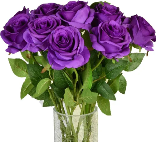 Vista 8 de AMZALI 10 unidades de flores artificiales, flores de rosa de seda artificiales de aspecto real, flores rosas para decoraciones del hogar, ramo
