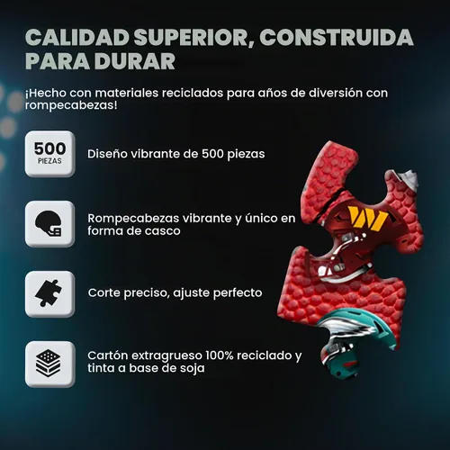 Vista 6 de MasterPieces Rompecabezas con Forma de Casco de Arte Drip de la NFL de 500 Piezas - Perfecto para Fanáticos de la NFL - 25"x22
