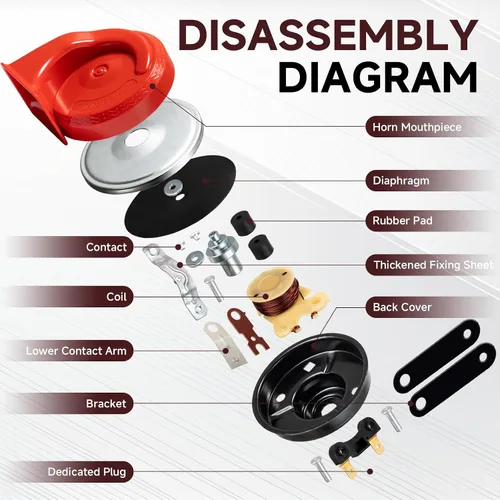 Vista 5 de FARBIN Bocinas universales de 12 V para automóvil, bocinas de vehículo ruidosas, kit de bocina de caracol de doble tono con arnés de relé