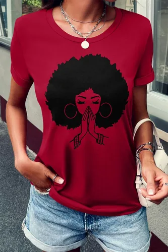 Vista 2 de Qianxitang camisetas de manga corta de cuello redondo de algodón con estampado gráfico para verano