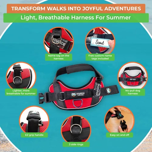 Vista 9 de Joyride Harness Chaleco de malla de verano – Arnés para perro 2.0 sin tirones – Chaleco ajustable y transpirable – Etiqueta de nombre personalizada