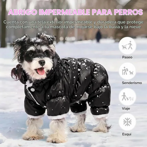 Vista 2 de AOFITEE Abrigo para perro, chaqueta impermeable para perro, abrigo de invierno para perros de cuerpo completo, traje de nieve, chaqueta acolchada a