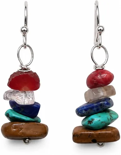 Vista 10 de Natural Gemstone Chip Drop & Dangle Earrings for Women - Small, Lightweight