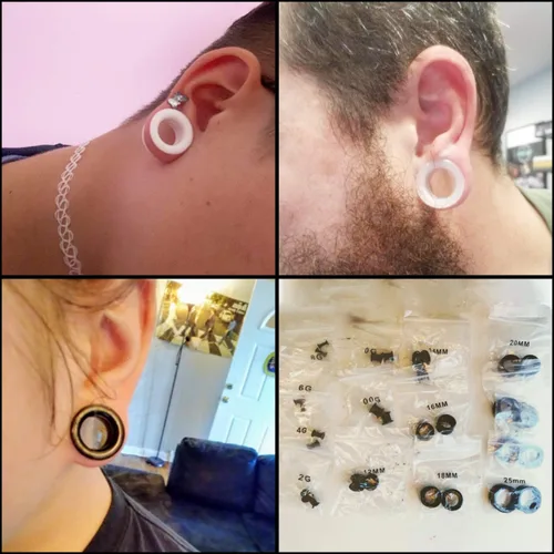 Vista 5 de WBRWP 2028pcs Ear Stretching kit Set Hollow HardSoft Silicone Plugs and Tunnels Ear Expander Gauges Stretcher Body Piercing Jewelry