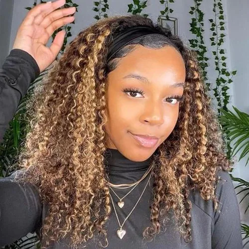 Vista 16 de Boopwine Peluca de cabello humano rizado con diadema para mujeres negras, 28 pulgadas, sin pegamento, sin encaje frontal, peluca de cabello virgen