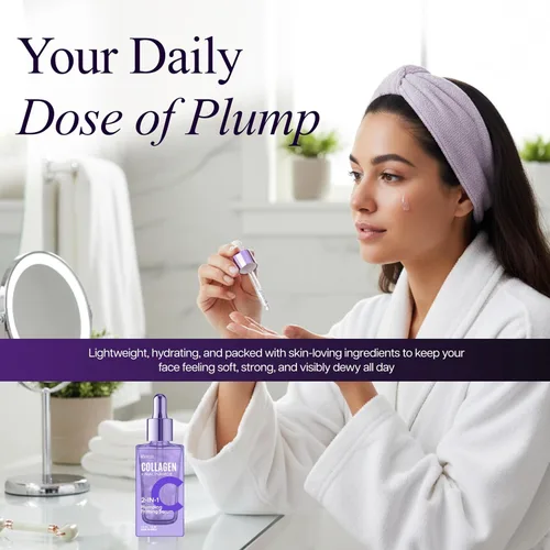 Vista 3 de Suero 2 en 1 de colágeno y niacinamida, fórmula hidratante y reafirmante, revitalizante para la piel para un brillo radiante, suero facial coreano