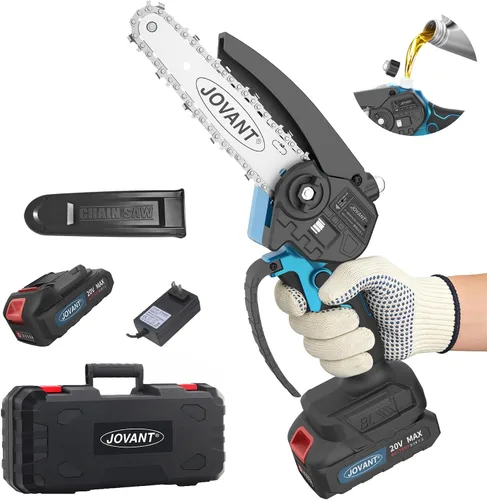 Vista 8 de Mini motosierra inalámbrica de 6 pulgadas, sierra de poda eléctrica de mano ligera para podar árboles, corte de ramas, corte de madera, jardinería