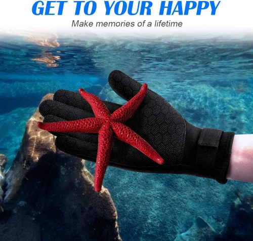 Vista 5 de AUAUY Guantes de buceo, guantes de neopreno de 0.118 pulgadas (0.118 in), guantes de neopreno cálidos de cinco dedos, guantes de surf flexibles