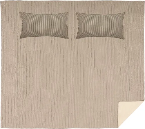 Vista 4 de VHC Brands Sawyer Mill Ticking Stripe California King - Juego de edredón color gris carbón