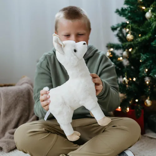 Vista 5 de The Petting Zoo Animal de peluche de llama, regalos para niños, animales salvajes del zoológico Onez, juguete de peluche de llama de 12 pulgadas