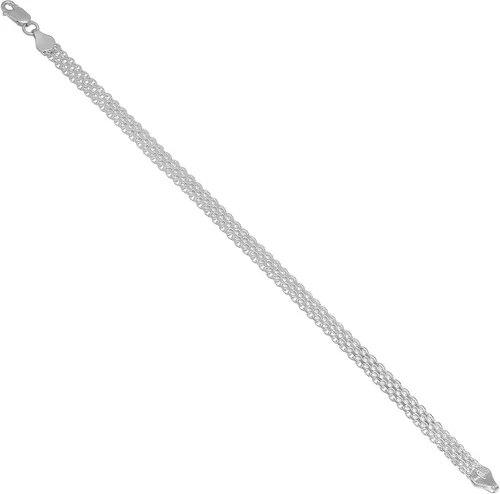Vista 3 de 5.3mm Solid .925 Sterling Silver Flat Bismark Chain Bracelet