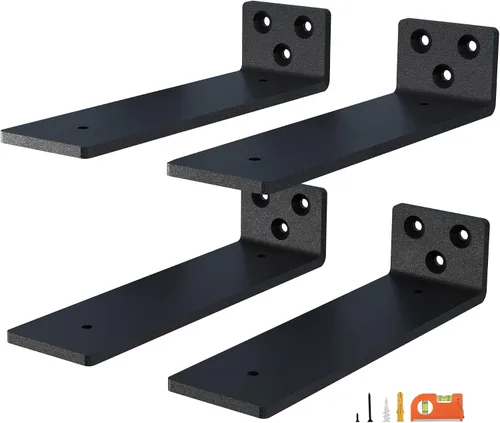 Vista 10 de NEODROP Paquete de 4 soportes de estante flotante de 6 pulgadas, soportes de estante ocultos de alta resistencia para estante pequeño, estante