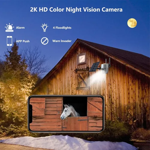 Vista 6 de Cámara de seguridad celular 4G LTE Cámaras de seguridad inalámbricas para exteriores con energía solar con 360° de panorámica y inclinación