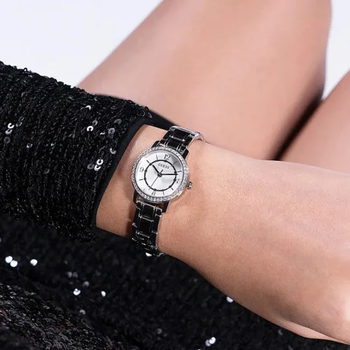 Vista 7 de GUESS US - Reloj analógico dorado y negro para mujer