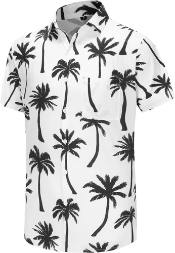Vista 229 de KYKU - Camisa hawaiana funky para hombre, ropa tropical para vacaciones en Palm Beach