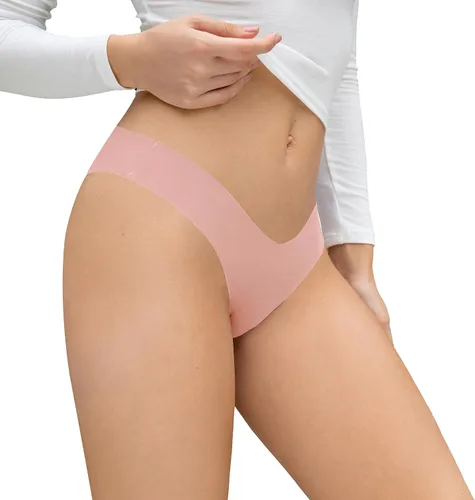 Vista 4 de DEANGELMON Bikini sin costuras para mujer, ropa interior invisible invisible, cintura en V, hipster, suave, elástico, paquete múltiple