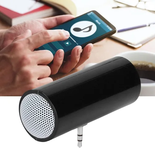 Vista 8 de Altavoz portátil, 0.138 in Jack estéreo alimentado por batería, altavoz inalámbrico enchufable, mini altavoz portátil para teléfonos móviles