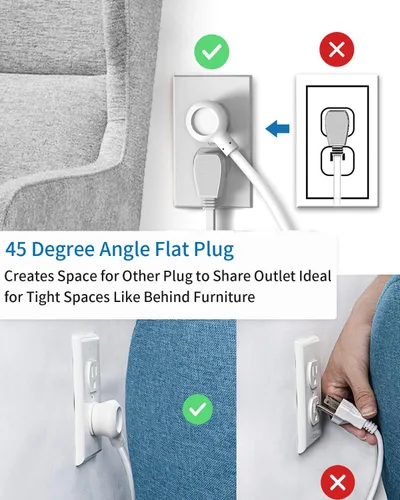 Vista 7 de NTONPOWER - Regleta de alimentación de viaje con puerto USB C, pequeña con enchufe plano, cable de extensión de viaje de múltiples enchufes, regleta