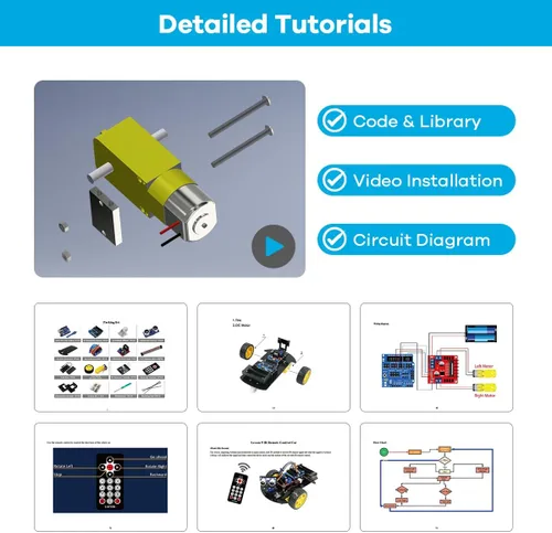 Vista 7 de Kit de chasis de coche robot inteligente LAFVIN 2WD con módulo ultrasónico, placa R3, compatible con control remoto y Arduino IDE, kit de bricolaje