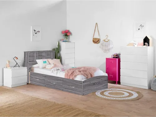 Vista 8 de Better Home Products Cama de madera California Twin Captains en gris