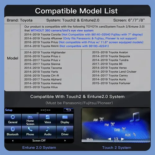 Vista 2 de Carplay - Adaptador automático inalámbrico para Android Carplay, kit de readaptación para Toyota Touch2 y Entune2.0 2014-2019 apto