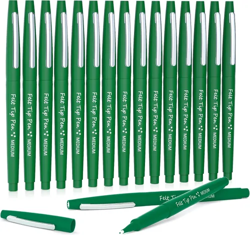 Vista 10 de Lelix Bolígrafos de punta de fieltro, paquete negro de 15 unidades, punta media de 0.7mm, marcadores de punta de fieltro para diario, escritura