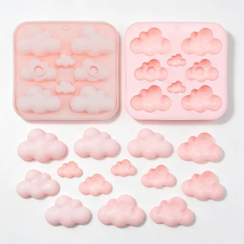 Vista 7 de Paquete de 2 moldes de silicona con forma de nube, bandeja, molde de chocolate en forma de nube, molde de fondant 3D para pasteles, alimentos