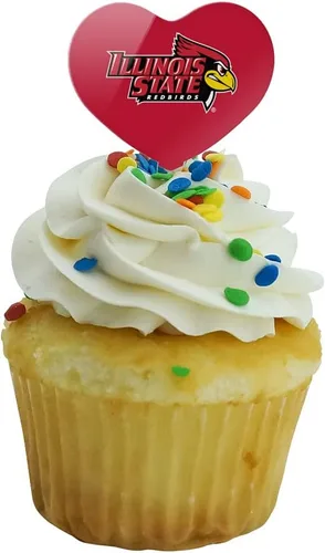 Vista 5 de Illinois State - Juego de 6 piezas para decoración de cupcakes con logotipo primario de corazón Universidad de St. Johns