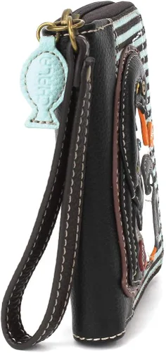 Vista 2 de CHALA Cartera con cremallera - Pingüino - Rayas azules, Raya azul, Cartera