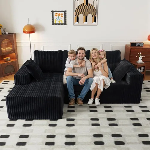 Vista 10 de Cloud - Sofá modular en forma de L con asiento profundo, de espuma viscoelástica comprimida de 3 plazas para sala de estar, sofá modular