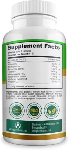 Vista 8 de REGEMAX regenera y ayuda a aliviar molestias en las articulaciones, suplemento de proteína de caracol, boswellia serrata y cúrcuma – 60 cápsulas (1)