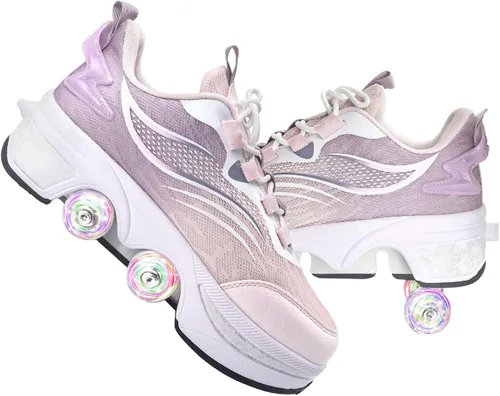 Vista 18 de Rueda de deformación de doble hilera Zapatos para caminar automáticos Deformación invisible Patín de ruedas 2 en 1 Patines de polea extraíble
