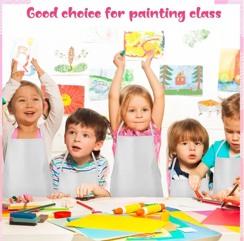 Vista 5 de Liitrsh 24 delantales de pintura para niños, para fiestas de pintura, delantales de tela para hornear, cocina
