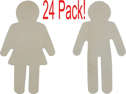 Vista 2 de Creative Hobbies Paquete de 24 formas de madera masculina y femenina de 4.5 pulgadas, rebanadas de madera natural para manualidades, pintura
