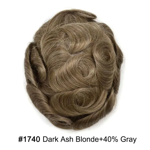 Vista 2 de Toupee For Men Hair Piece Fine Mono Hair System For Men Human Hair Mens Toupee Hair Piece For Men Hair Replacement Protesis Capilar 8x10 Medium