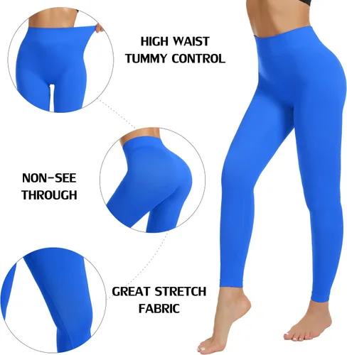 Vista 3 de JQ JQAMAZING Leggings de cintura alta sin costuras para mujer, suaves, elásticos, opacos, pantalones de yoga