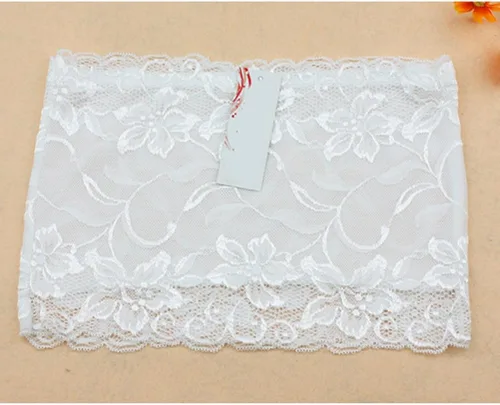 Vista 5 de LUOEM 3 piezas de encaje floral para mujer elástico sin tirantes no acolchado negro blanco piel XL