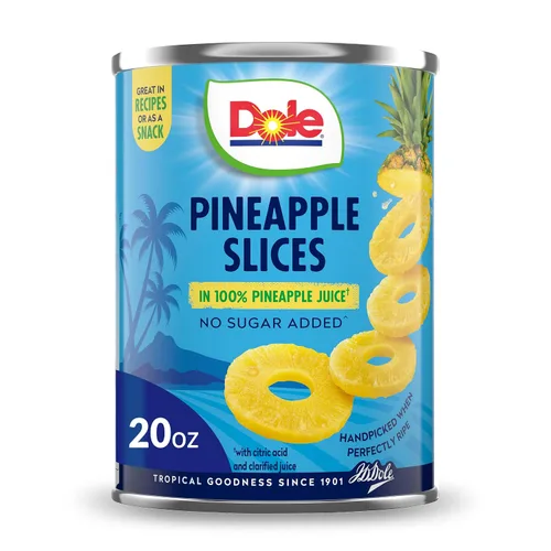 Vista 7 de Dole Canned Fruit, Pineapple Slices in 100% Pineapple Juice, Gluten Free, Pantry Staples, 8 Oz, Packaging May Vary