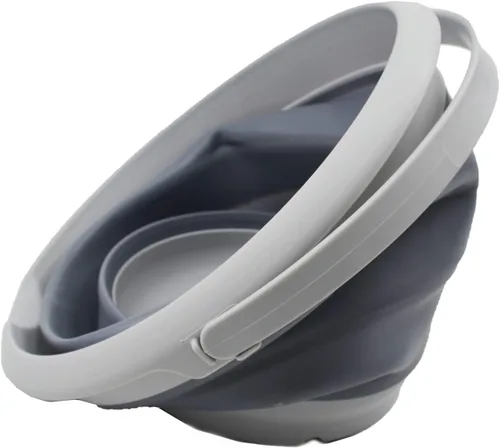 Vista 3 de SAMMART Cubo de plástico plegable de 8,5 L (2,2 galones) - Tina redonda plegable - Cubo de agua portátil para pesca - Maceta al aire libre que Gris