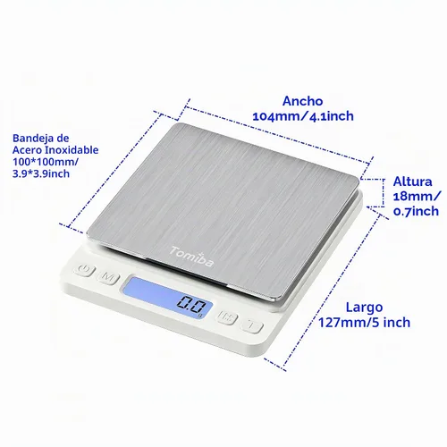 Vista 9 de Báscula de bolsillo táctil digital de 105.82 oz, resolución de 0.01 oz, 2 pilas AAA incluidas