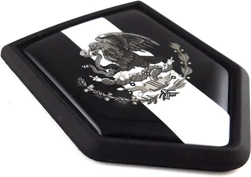 Vista 2 de Pegatina 3D de bandera mexicana negra de México, escudo negro, emblema de cresta